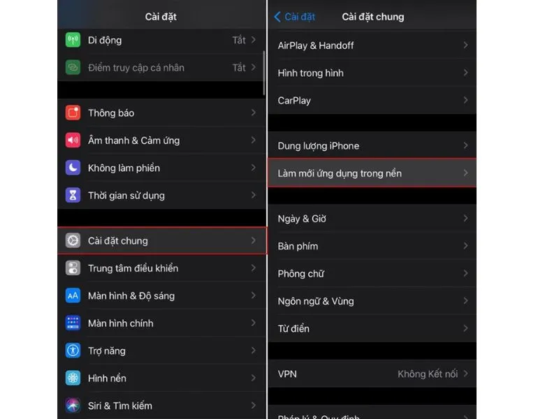 Xem lại tính năng của ứng dụng nền 