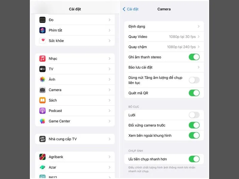 Truy cập vào mục cài đặt