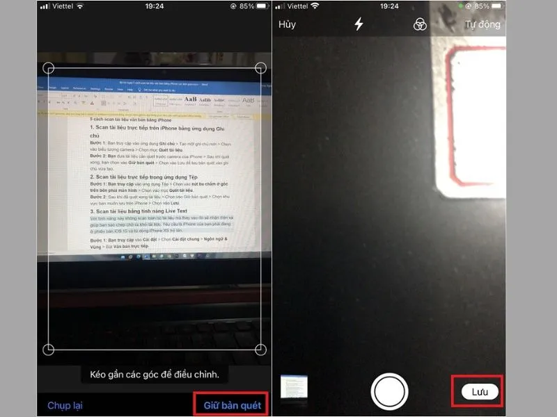 Lưu ảnh chụp để thực hiện scan tài liêu bằng iPhone