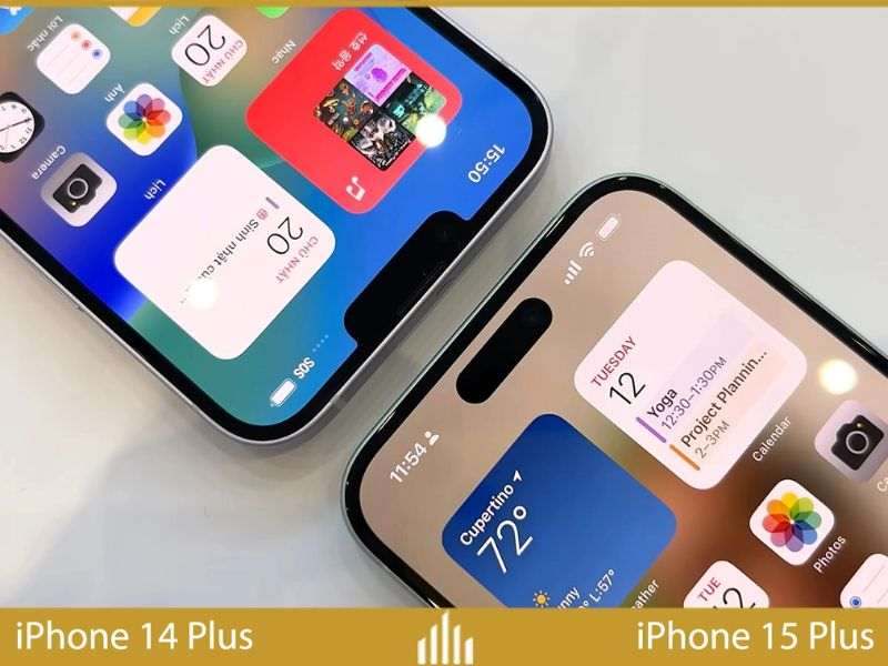 so sanh man hinh iphone 15 plus va iphone 14 plus