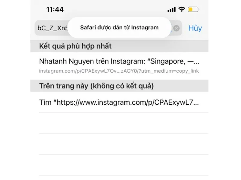 Tải ảnh trên instagram về iphone - dán đường link instagram vào safari