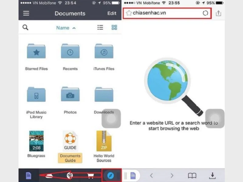 Tải nhạc trên iPhone bằng Documents