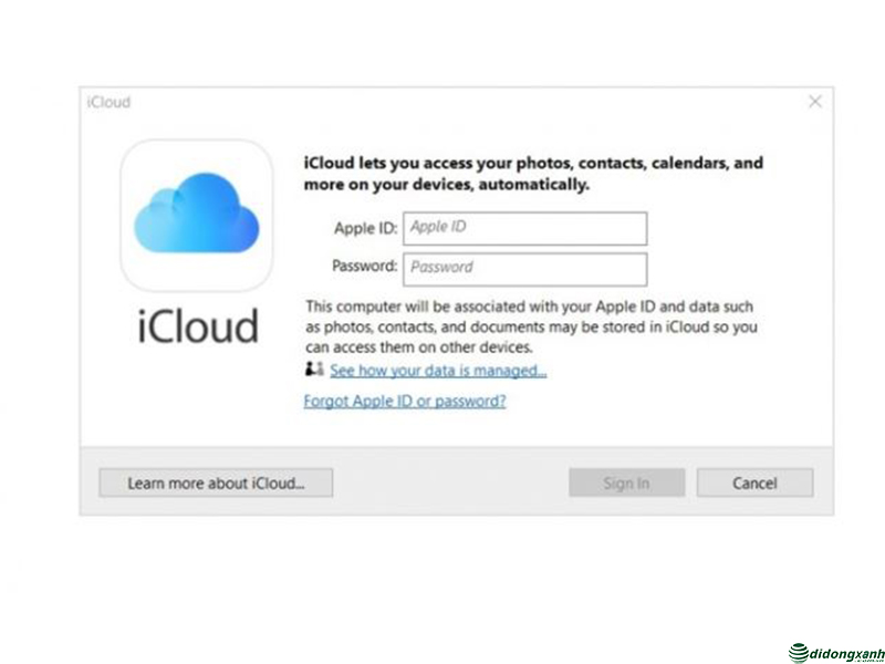 Bạn cũng có thể đăng nhập iCloud sau khi đăng ký mới thông qua máy tính Windows