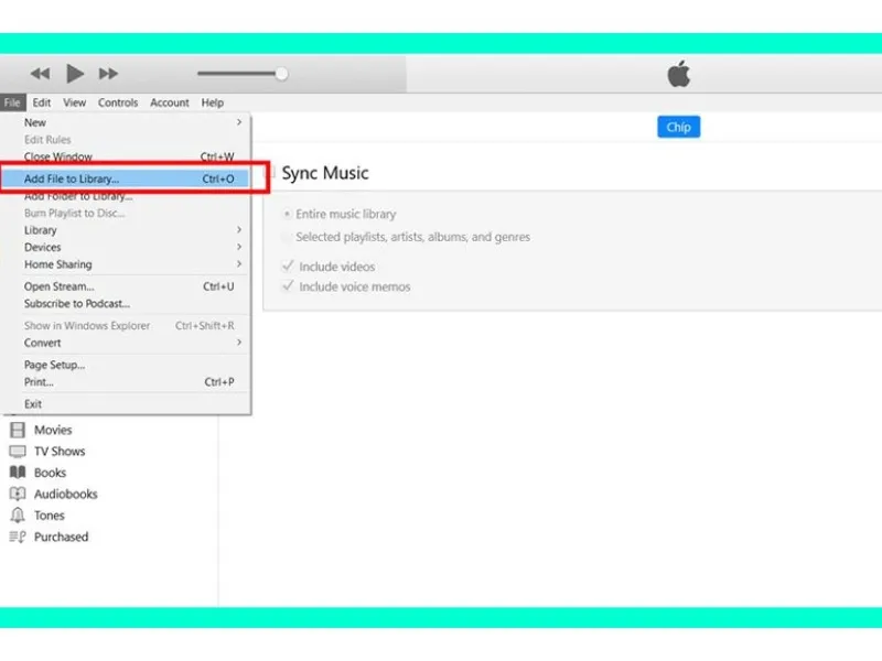 Thêm các bài hát yêu thích vào mục ““Add File to Library”