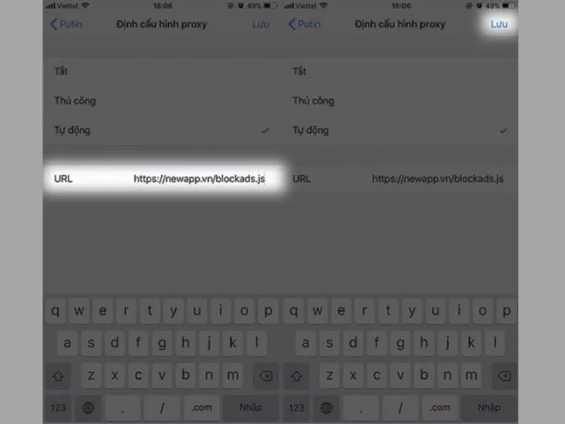 Dán địa chỉ vào ô “URL” và lưu nó