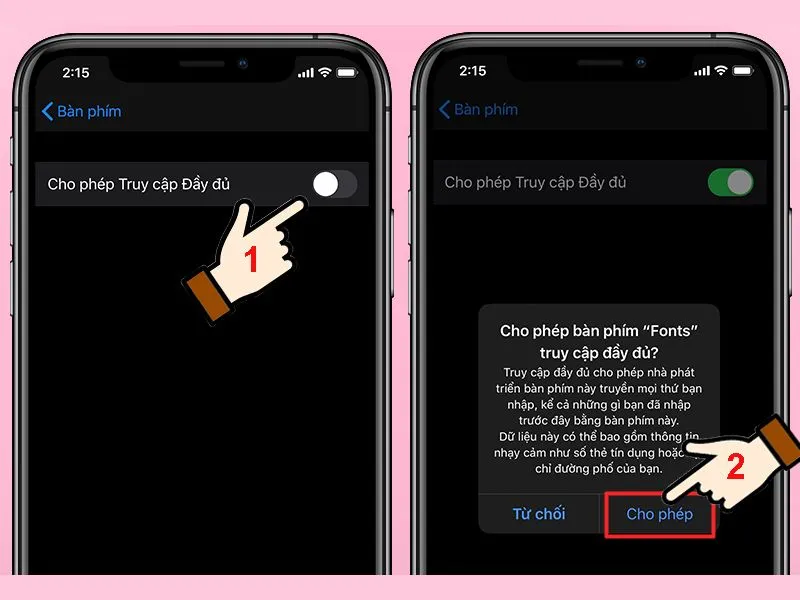 Nhấn cho phép Truy cập đầy đủ