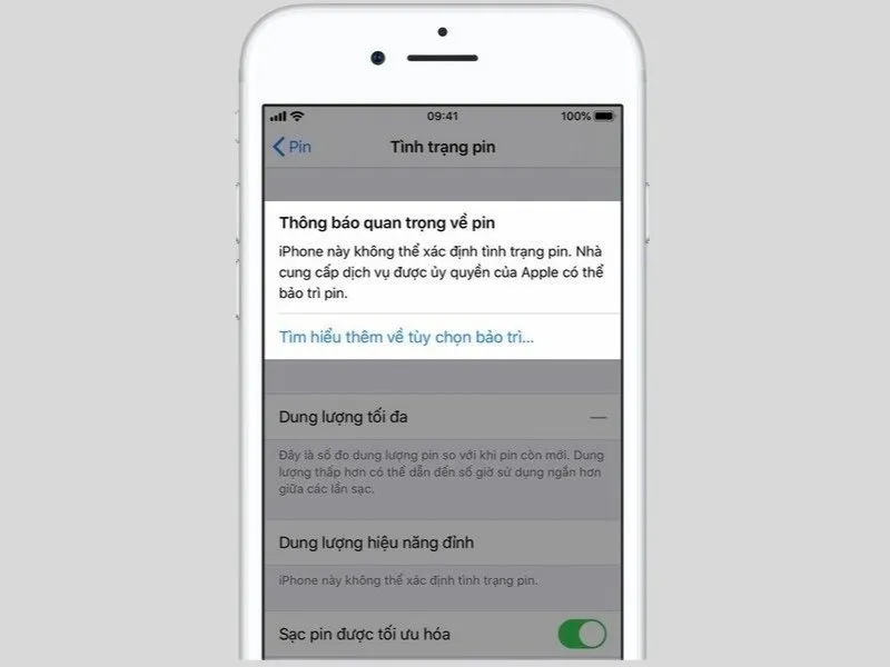 Lỗi “Tình trạng pin không xác định” trên iPhone