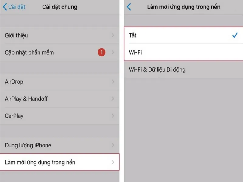 Hãy tắt làm mới ứng dụng nền