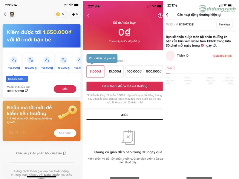 Cách nhập mã mời tiktok