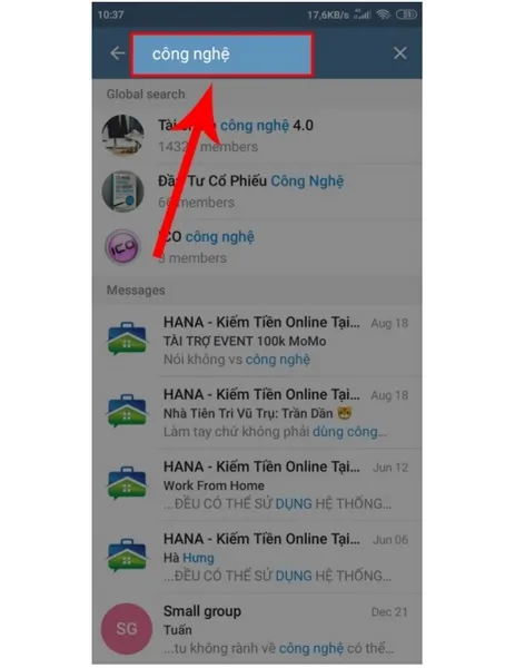 Hiển thị các nhóm mà bạn muốn tìm