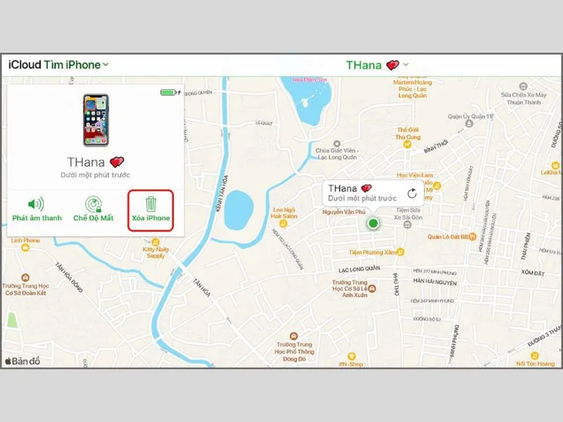 Nếu không thể tìm ra iPhone hãy chọn tính năng Xóa iPhone