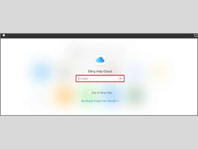 Đăng nhập iCloud của bạn
