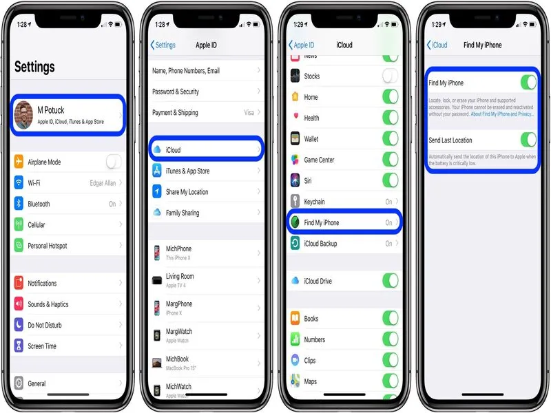 Cài đặt tính năng tìm điện thoại Find My iPhone