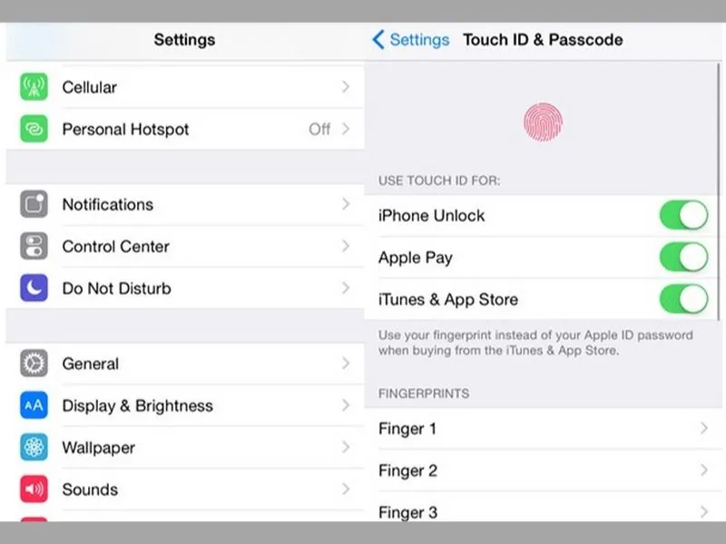 Hãy mở mục cài đặt ra rồi vào mục TOUCH ID & Passcode.