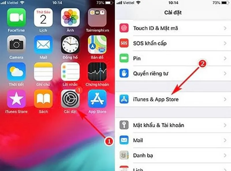 Tắt tính năng iTunes & App Store trên thiết bị