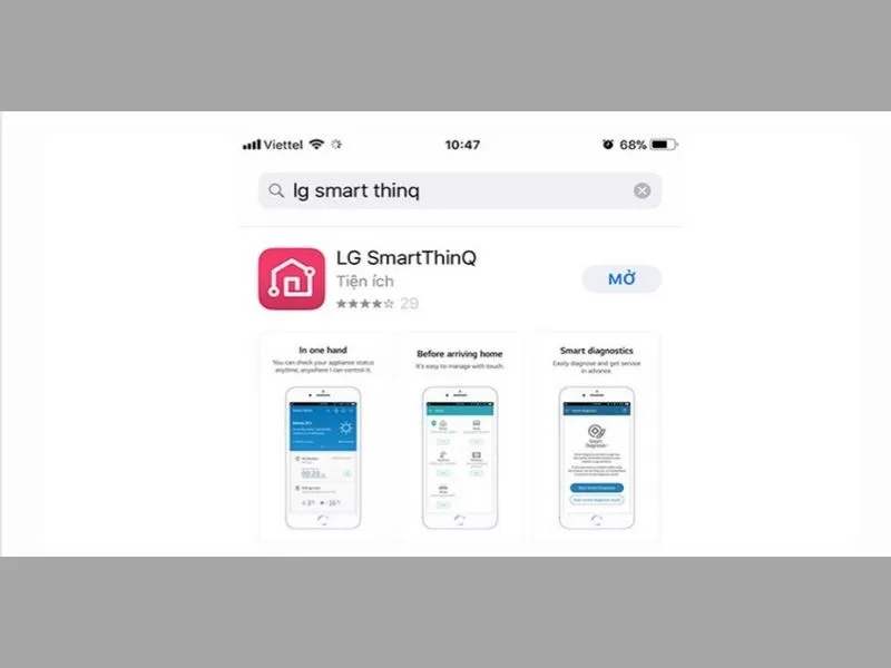 Ứng dụng điều khiển điều hòa trên iPhone LG SmartThinQ