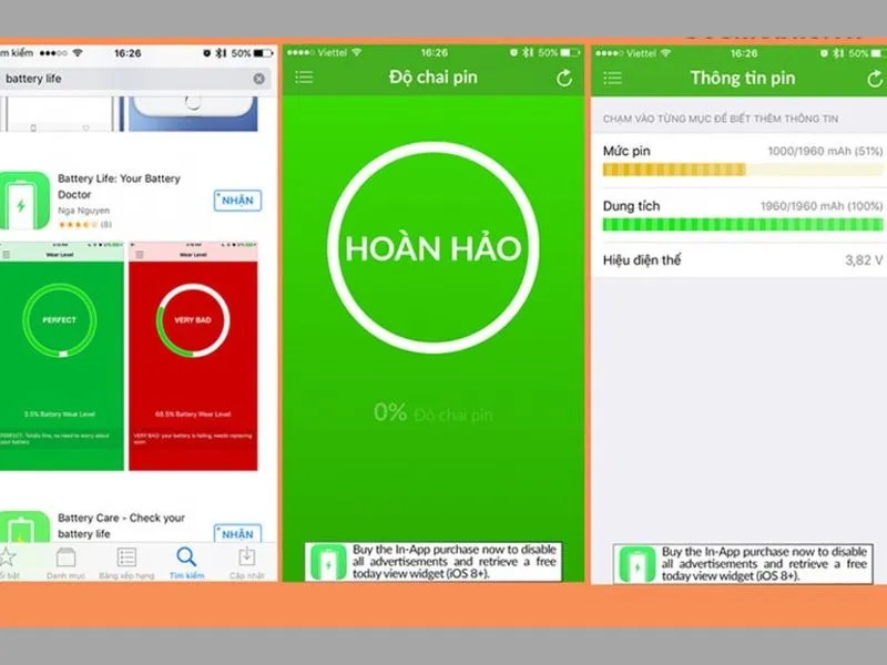 ứng dụng kiểm tra độ chai pin iphone