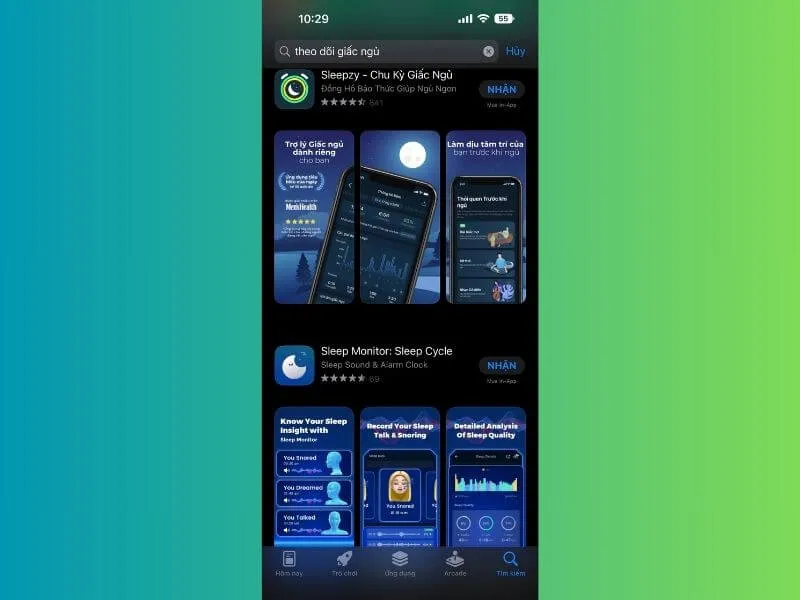 Tìm kiếm các ứng dụng theo dõi giấc ngủ trên iPhone qua App Store