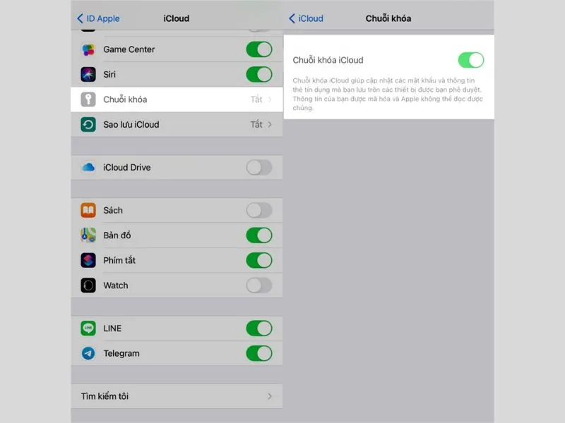 hãy bật chuỗi khóa trên iPhone