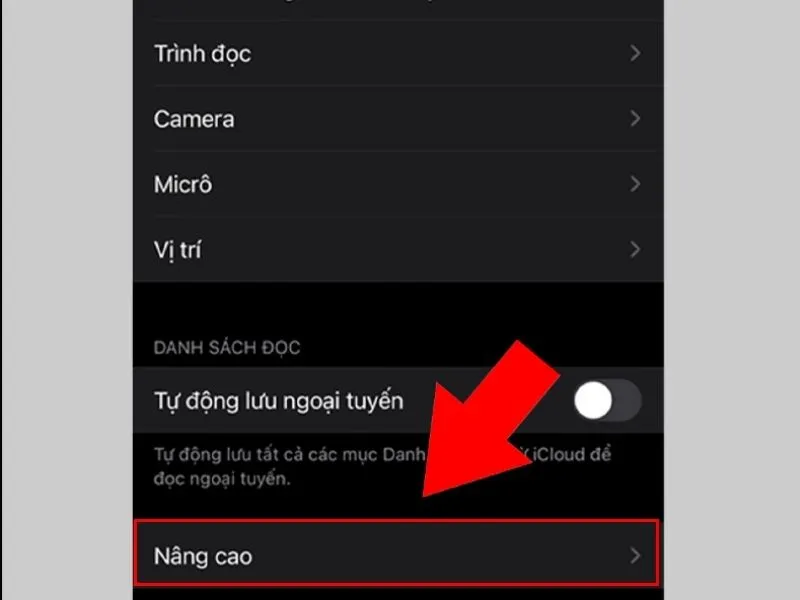 Hãy truy cập vào Nâng cao