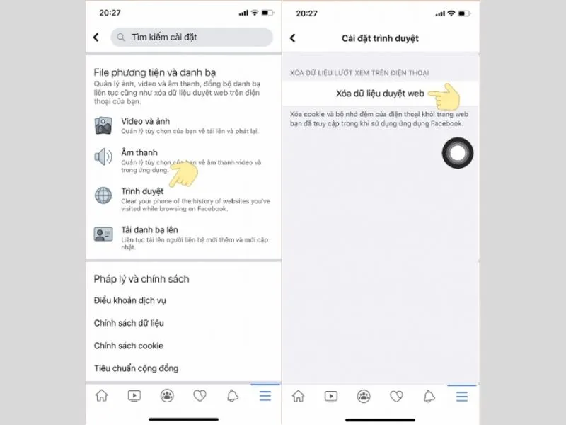 Xóa dữ liệu trang web để hoàn thành xóa cookie trên iphone
