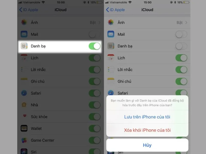 Xóa danh bạ Iphone bằng iCloud