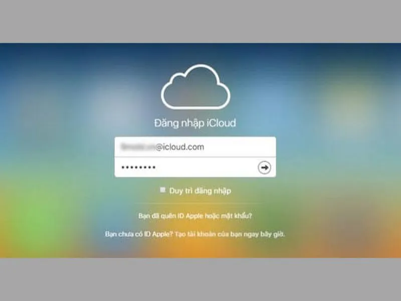 Đăng nhập vào trang chủ của iCloud