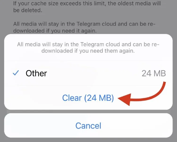 Cách xóa dữ liệu Telegram trên iPhone