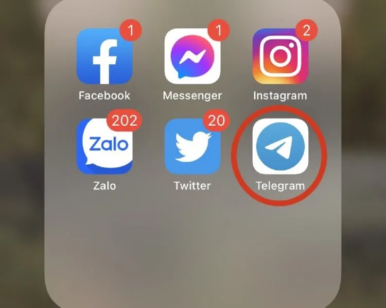 Truy cập ứng dụng Telegram trên màn hình chính