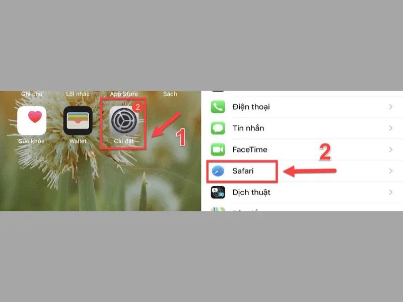 Mở thiết lập cho Safari trên iPhone của bạn