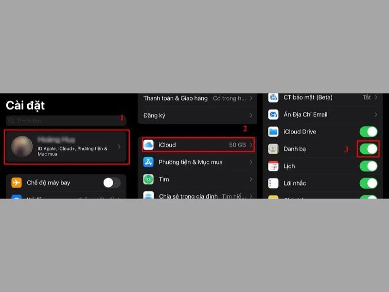 Mở cài đặt iCloud để xóa toàn bộ danh bạ iphone của bạn