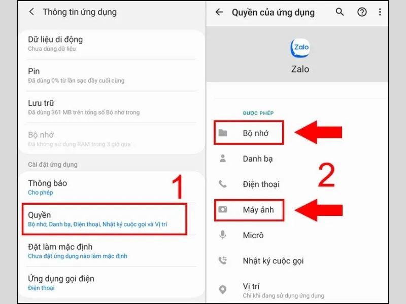 Cấp quyền truy cập trên Camera và Micro cho ứng dụng Zalo