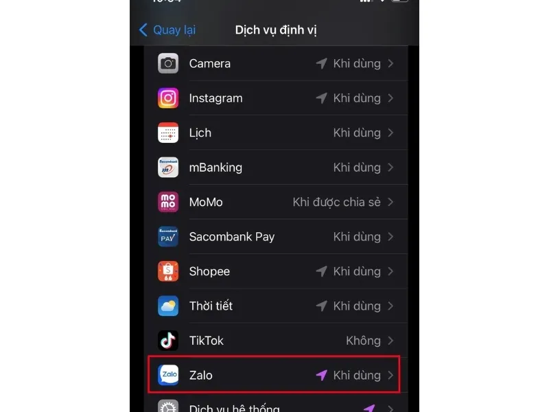 Zalo không tìm quanh đây được trên iPhone phải làm sao