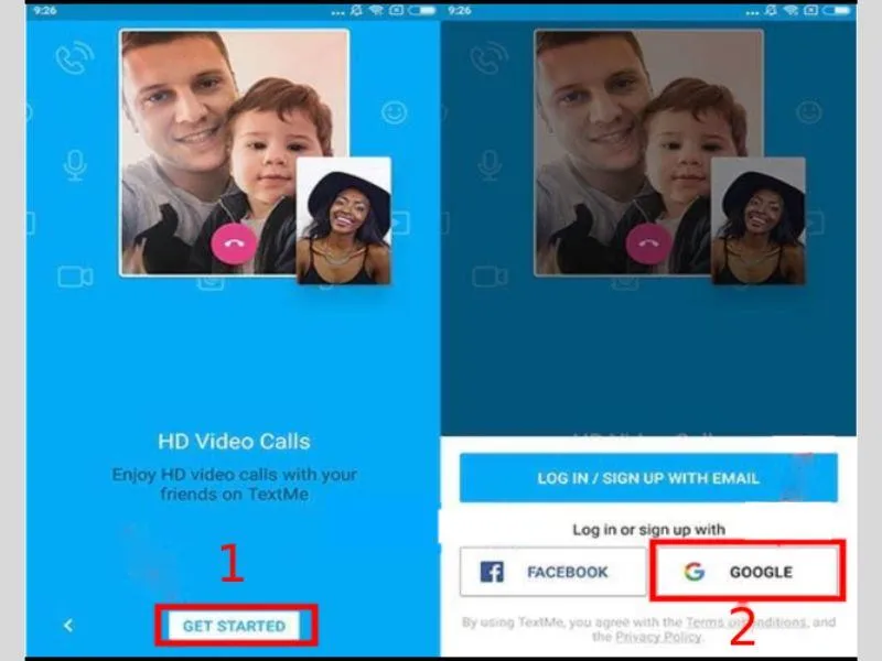 Đăng nhập hoặc đăng ký trên TextPlus