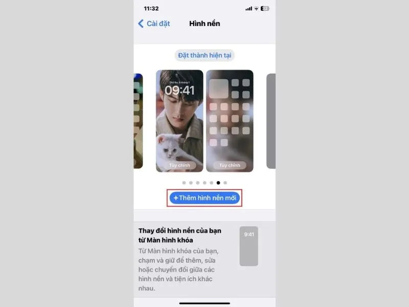 Mở tùy chọn hình nền và thêm hình nền iPhone 15