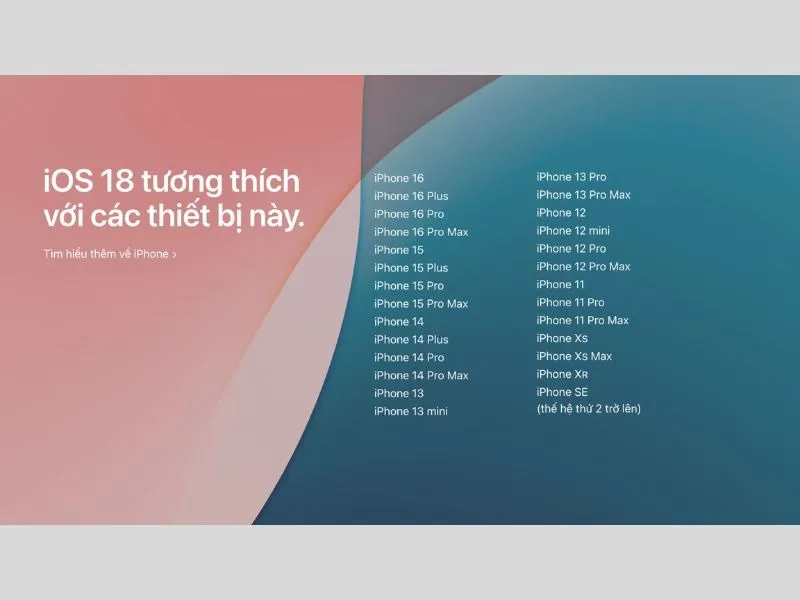 Những phiên bản có thể cập nhật iOS 18.1