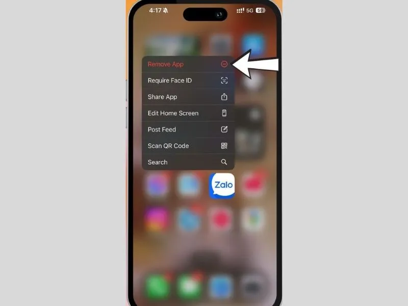 Gỡ cài đặt ứng dụng Zalo trên iPhone