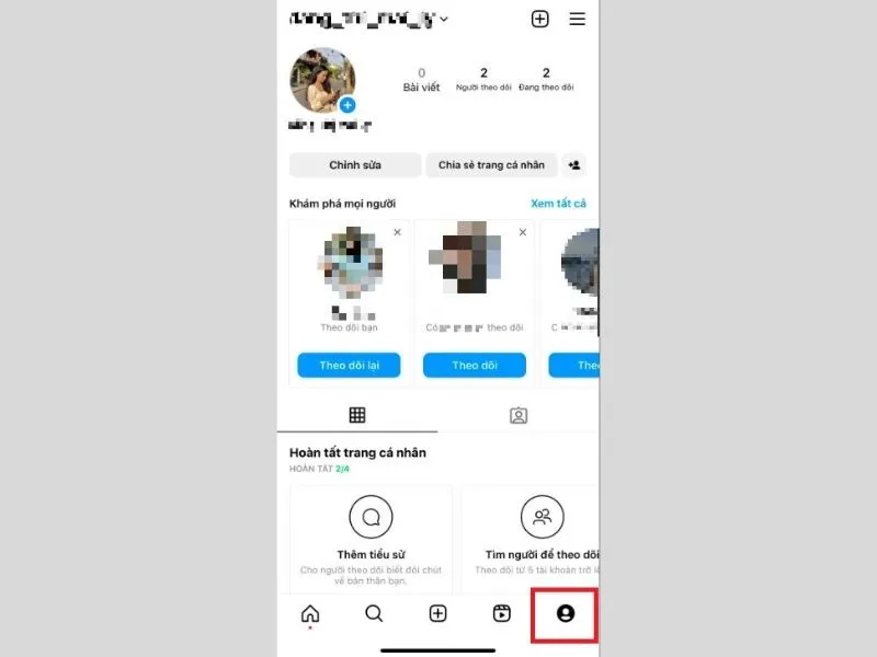 Mở tài khoản instagram của bạn ra để thực hiện