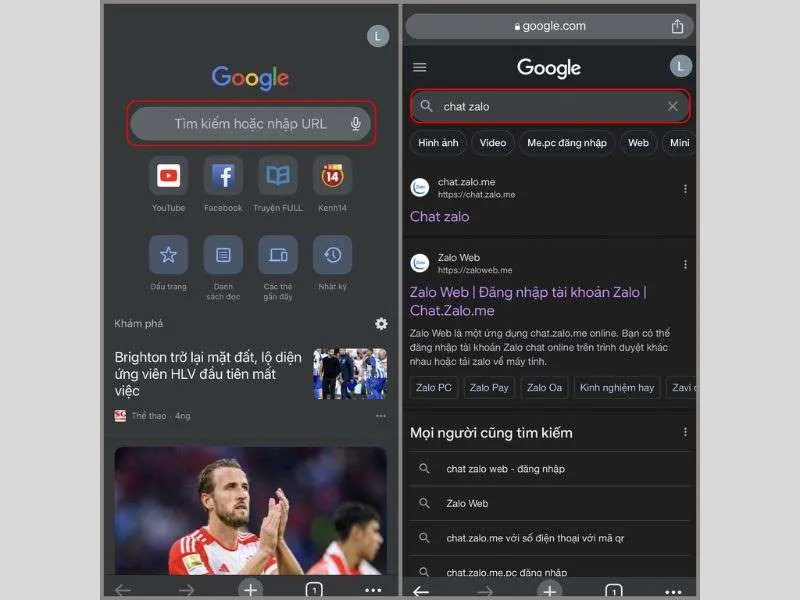 Mở trang web Zalo trên điện thoại