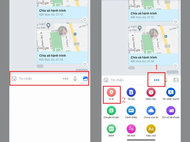 Cách gửi định vị qua Zalo phần vị trí
