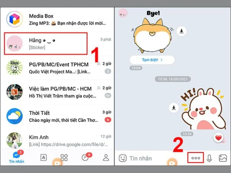Cách gửi định vị qua Zalo, trước tiên lựa chọn người gửi