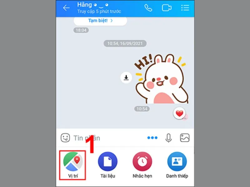 Lựa chọn mục “Vị trí” - Cách gửi định vị qua Zalo
