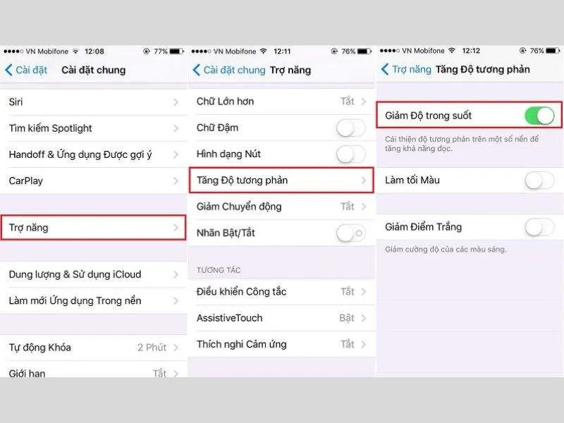Giảm độ trong suốt trên điện thoại iPhone