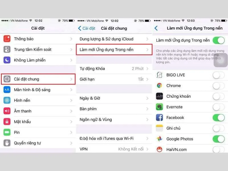 hạn chế ứng dụng chạy ngầm trên iphone