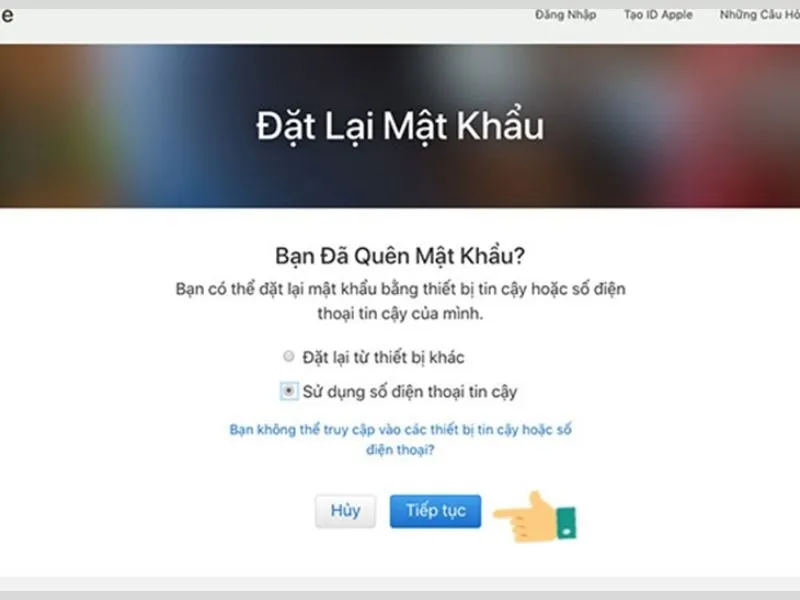 Nhấn chọn lấy lại mật khẩu bằng số điện thoại