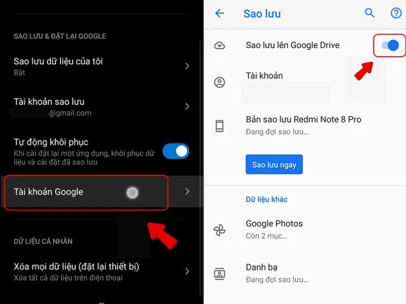 Tắt sao lưu ảnh trên google photos trên máy Android