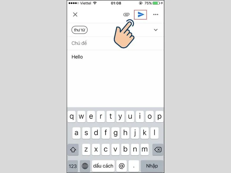 Giao diện gửi thư bình thường trên Gmail