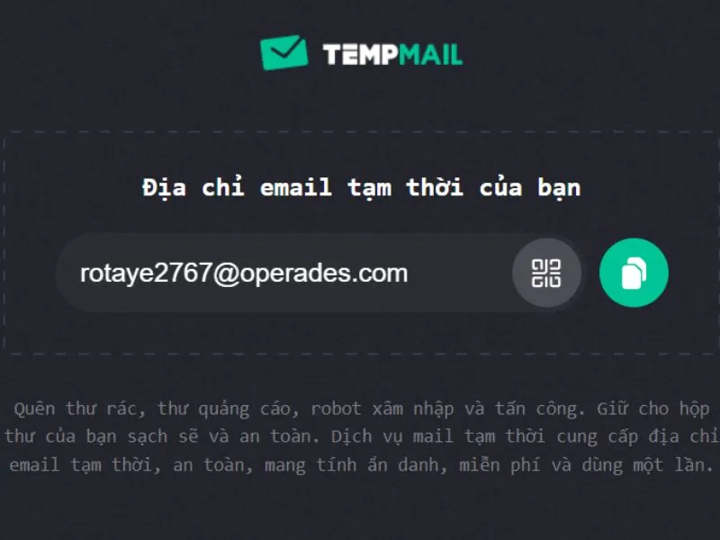 Tạo gmail ảo với TempMAIL