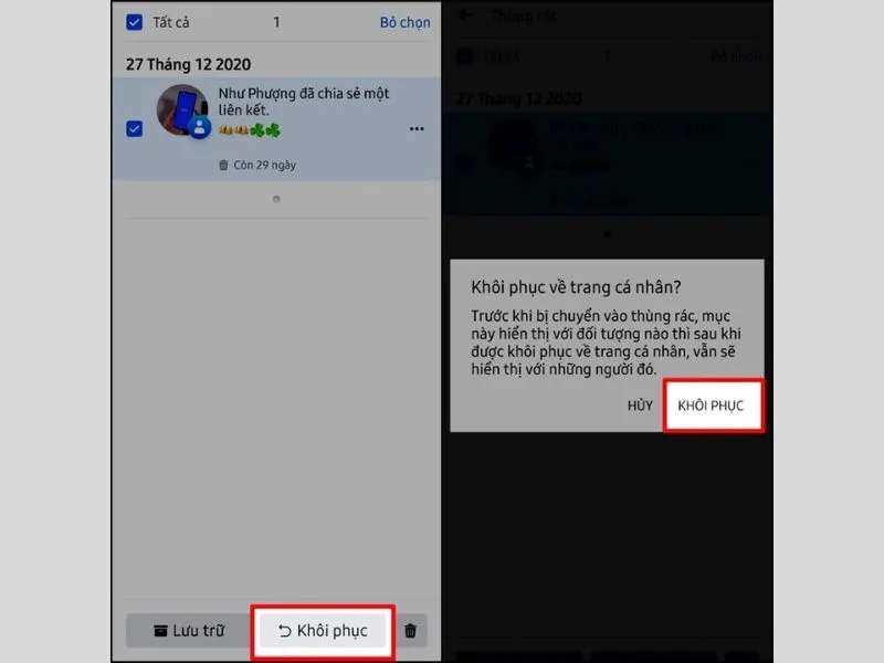 hướng dẫn khôi phục bài viết đã xóa trên Facebook