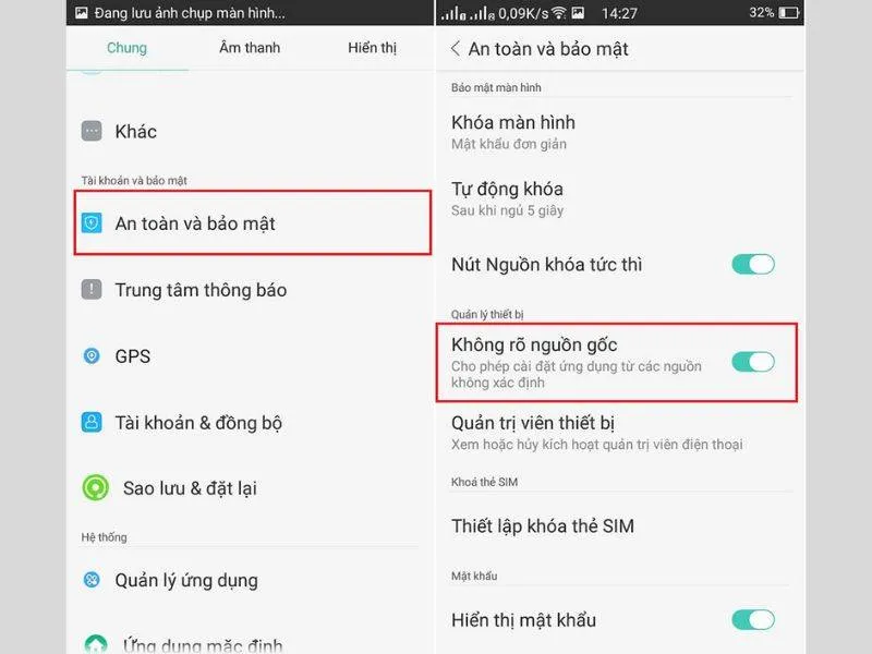 Cấp quyền cho ứng dụng không rõ nguồn gốc trên điện thoại